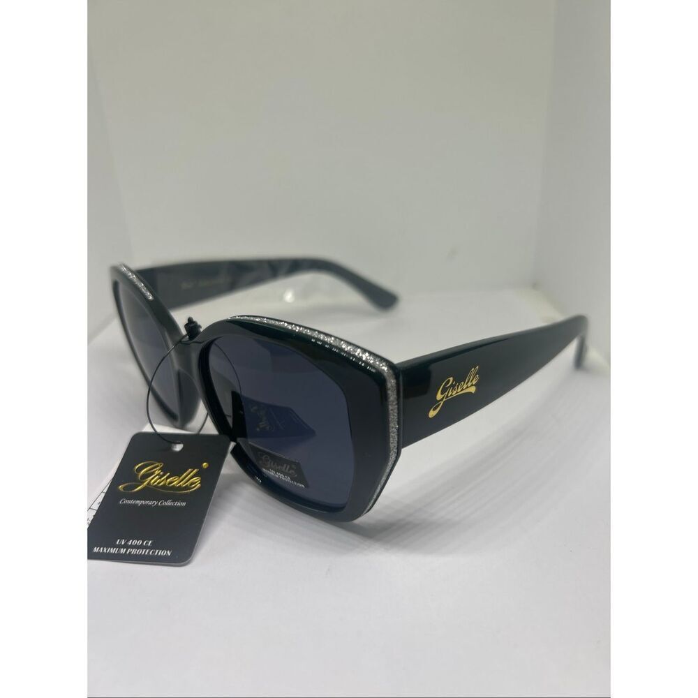 Giselle Oversized Sunglasses UV400 Glam Rhinestone Accent Dark Green